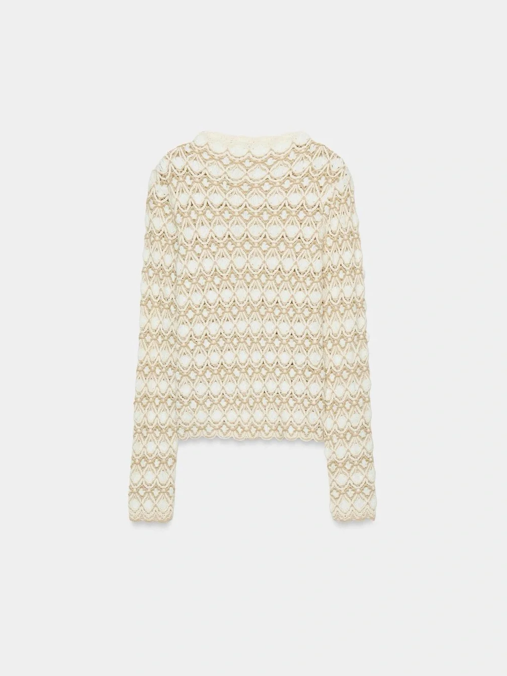 Zara Cream Open-Knit Crochet Sweater